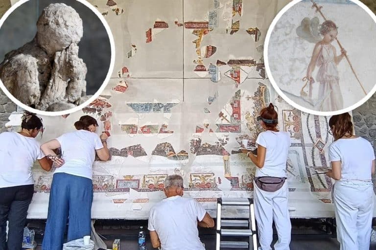 Spectacular fresco lost to Pompeii disaster 2,000 years ago finally being pieced together by archaeologists