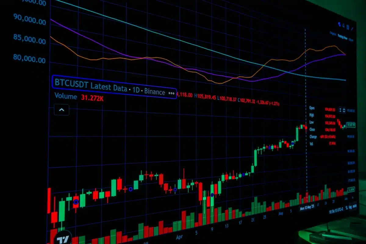 Cryptocurrency beurs interface met handelsgegevens