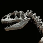 Fossiele tand op laboratoriumwerkbank met onopvallend glaswerk en meetapparatuur